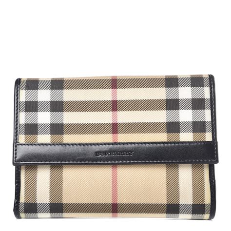 BURBERRY Nova Check Compact Wallet Black 